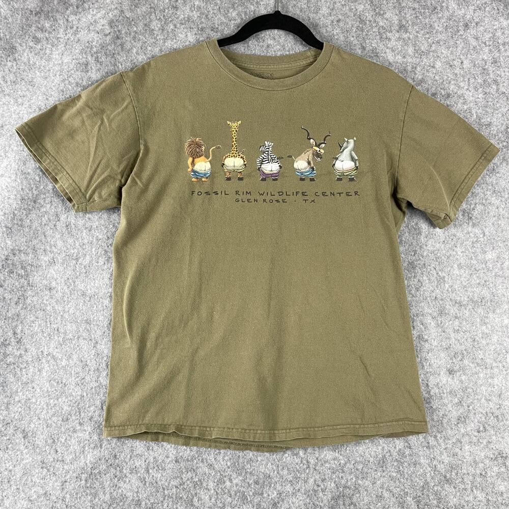 Fossil Rim Wildlife Center Graphic T Shirt Adult Small Green Animal Nature Butts